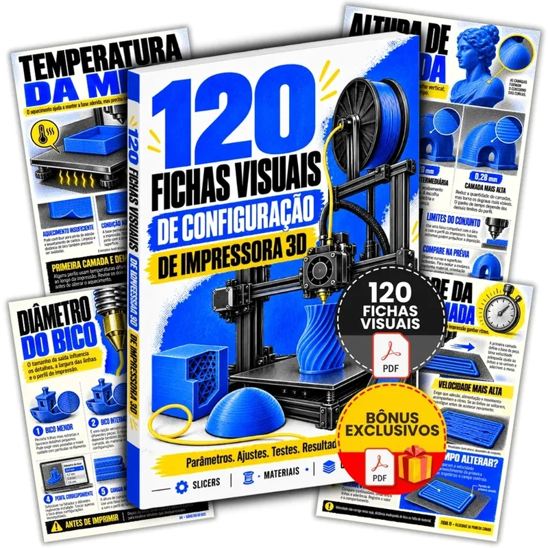 Todos os materiais das +120 Fichas Visuais de impressora 3D