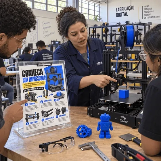 Fichas visuais de configuração de impressora 3D em uso 1