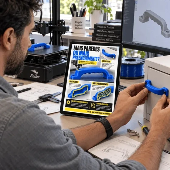 Fichas visuais de configuração de impressora 3D em uso 2