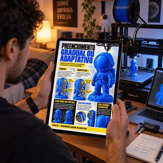 Fichas visuais de configuração de impressora 3D em uso 5