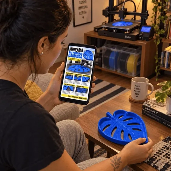 Fichas visuais de configuração de impressora 3D em uso 6