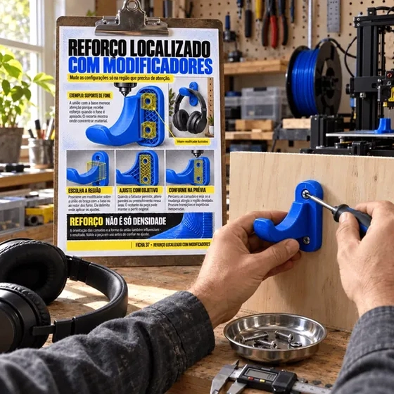 Fichas visuais de configuração de impressora 3D em uso 7